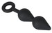 Black Velvet - dupla cseppalakú anál dildó fogógyűrűvel (fekete) kép