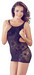 Mandy Mystery - oldalkivágásos, mintás necc ruha tangával (fekete) kép