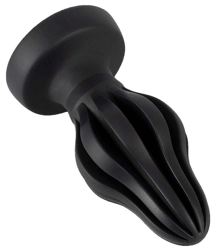 ANOS - szuperpuha, bordázott anál dildó - 5 cm (fekete) Dildó, vibrátor, butt-plug kép
