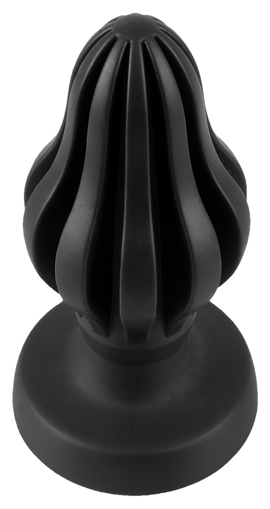 ANOS - szuperpuha, bordázott anál dildó - 5 cm (fekete) Dildó, vibrátor, butt-plug kép