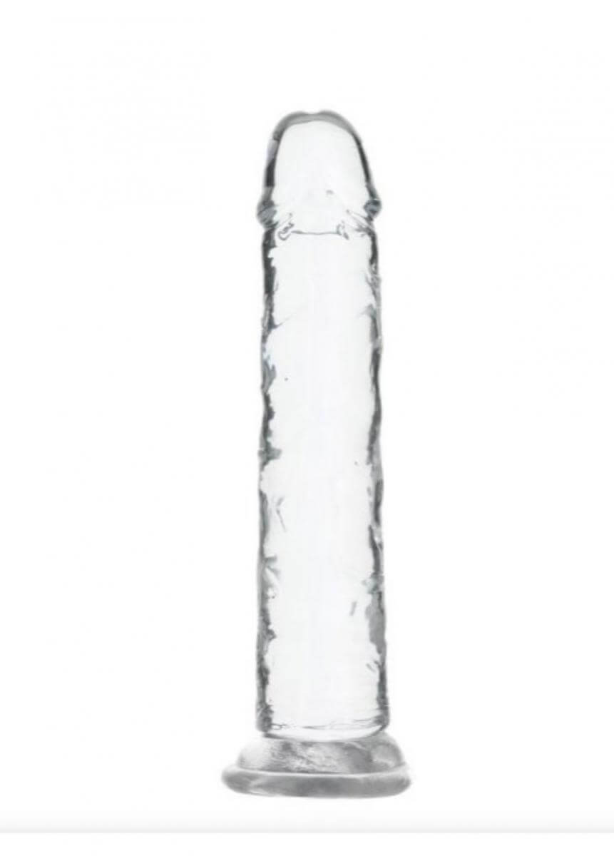 Addiction Crystal - talpas dildó (áttetsző) - 18 cm Dildók (nem rezgő) kép