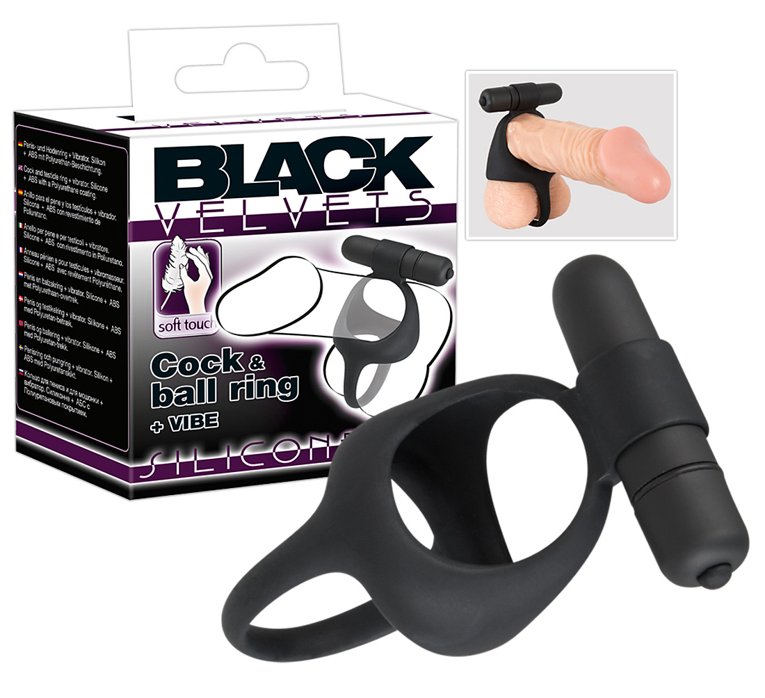 Black Velvet - vibrációs pénisz- és heregyűrű (fekete) kép