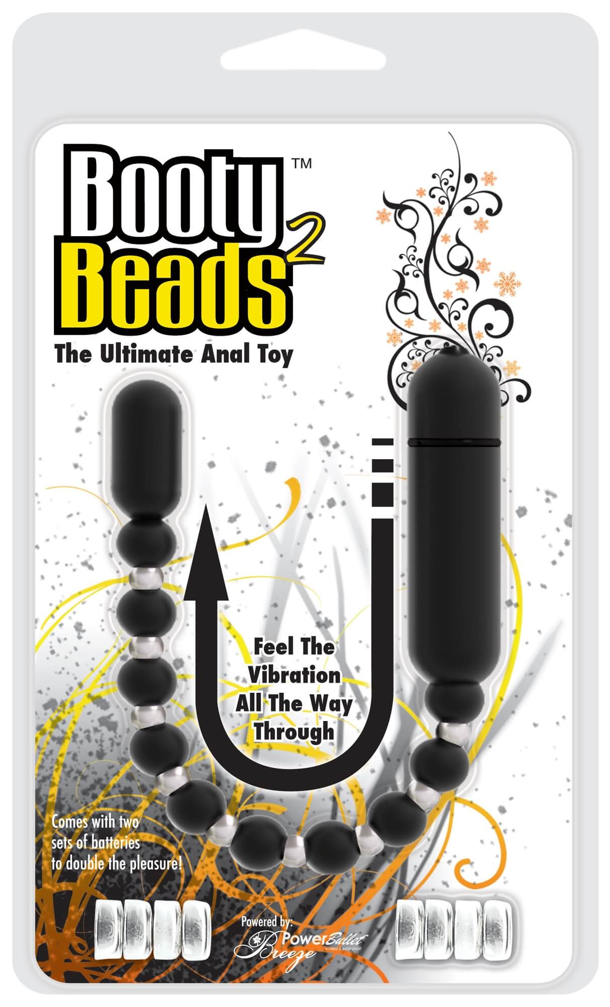 Booty Beads 2 - hajlítható, gyöngyös anál vibrátor (fekete) Análfüzérek, anál gyöngysorok kép