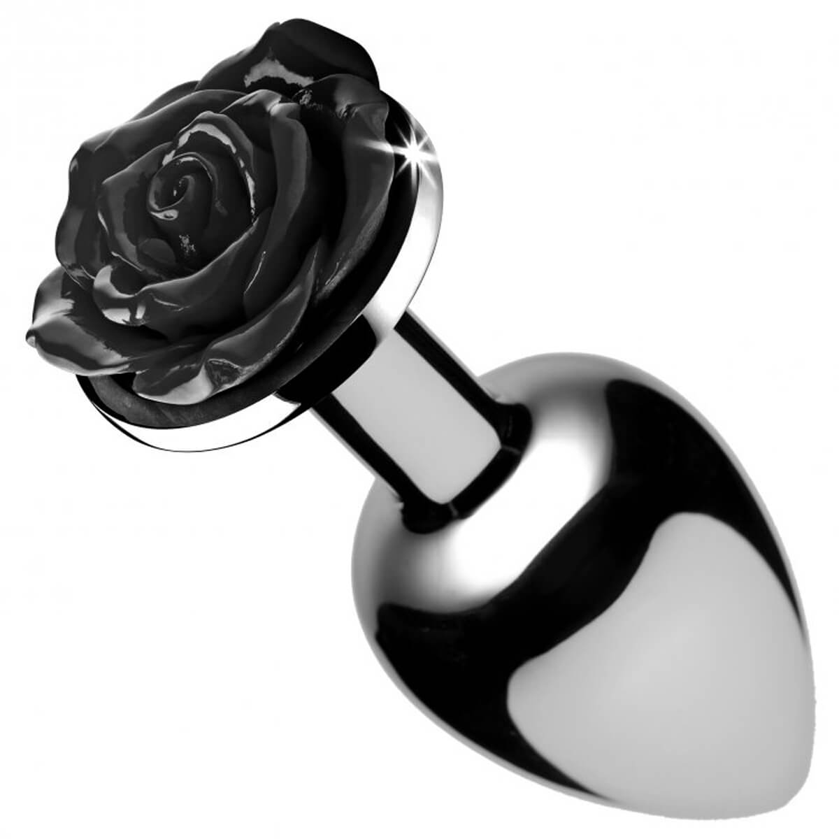 Booty Sparks Black Rose - 79g-os alumínium anál dildó (ezüst-fekete) Dildó, vibrátor, butt-plug kép