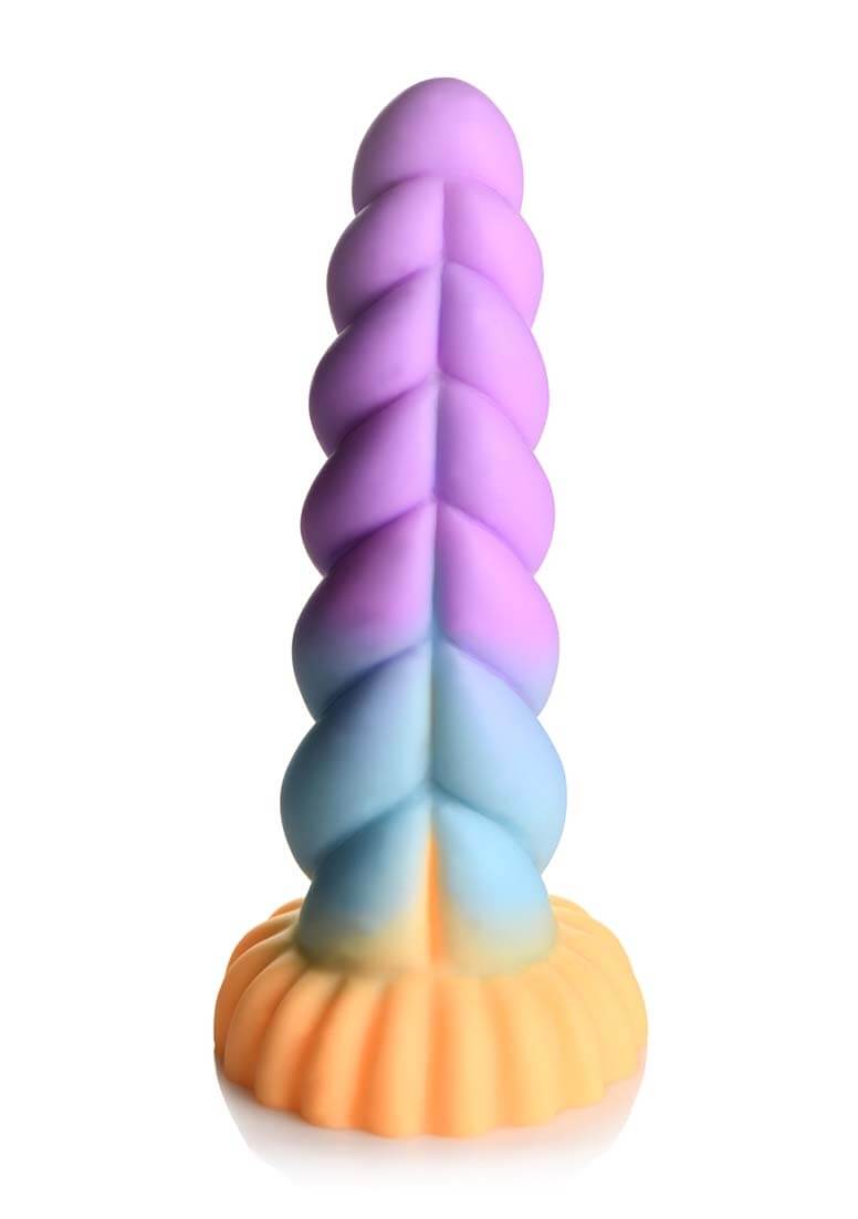 Creature Cocks Mystique - unikornis szilikon dildó - 21 cm (lila-sárga) kép