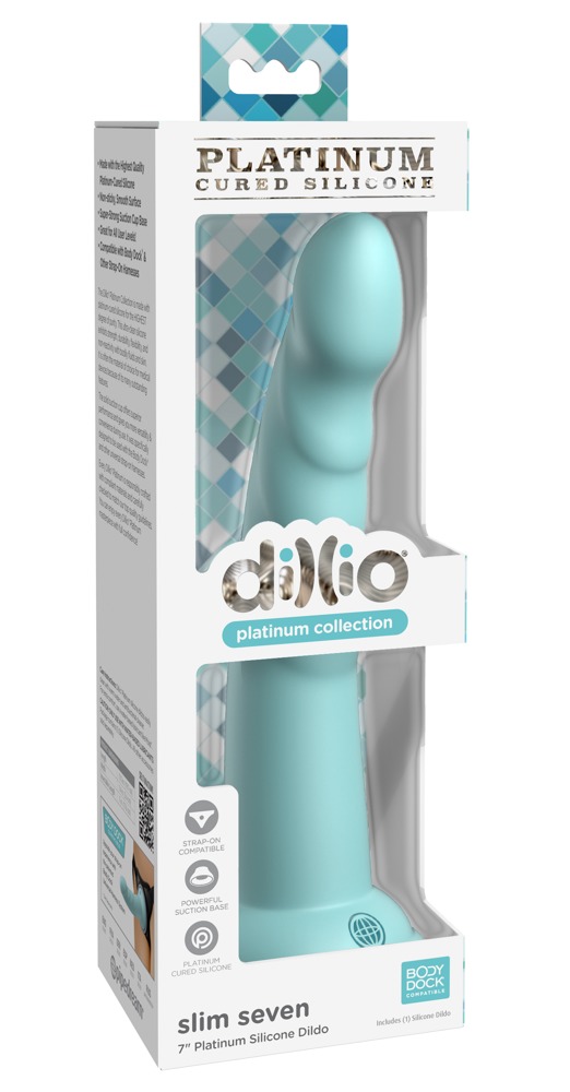 Dillio Slim Seven - tapadótalpas stimuláló dildó (20 cm) - türkiz kép
