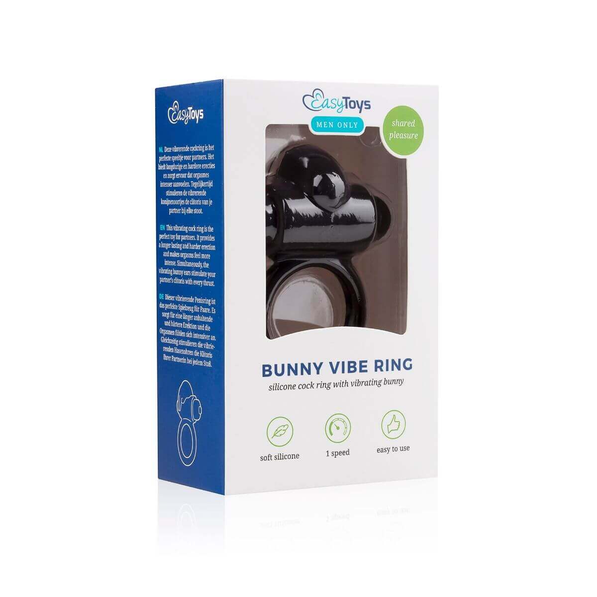 EasyToys Bunny - vibrációs péniszgyűrű (fekete) kép