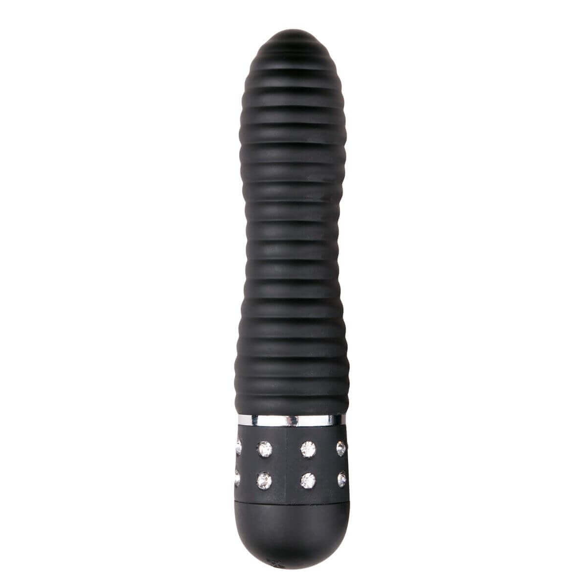 Easytoys Diamond Ribbed - bordázott rúd vibrátor (fekete) Mini vibrátor (rezgő) kép