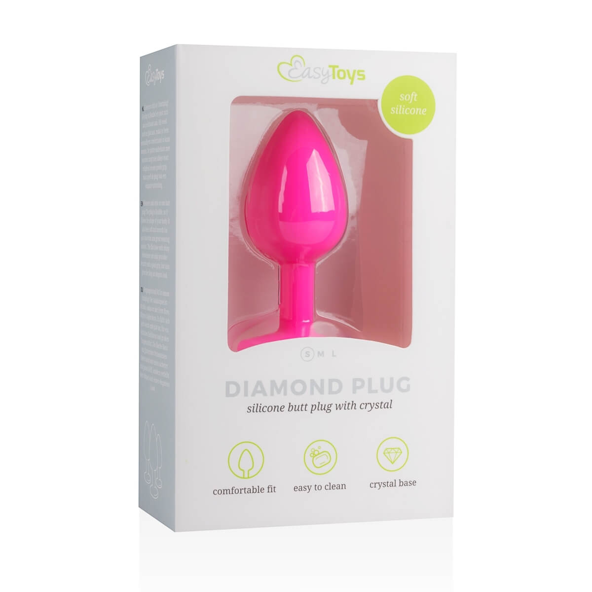 Easytoys Diamond - fehér köves anál dildó (kicsi) - pink kép