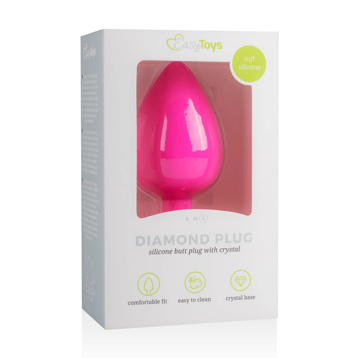 Easytoys Diamond - fehér köves anál dildó (nagy) - pink kép