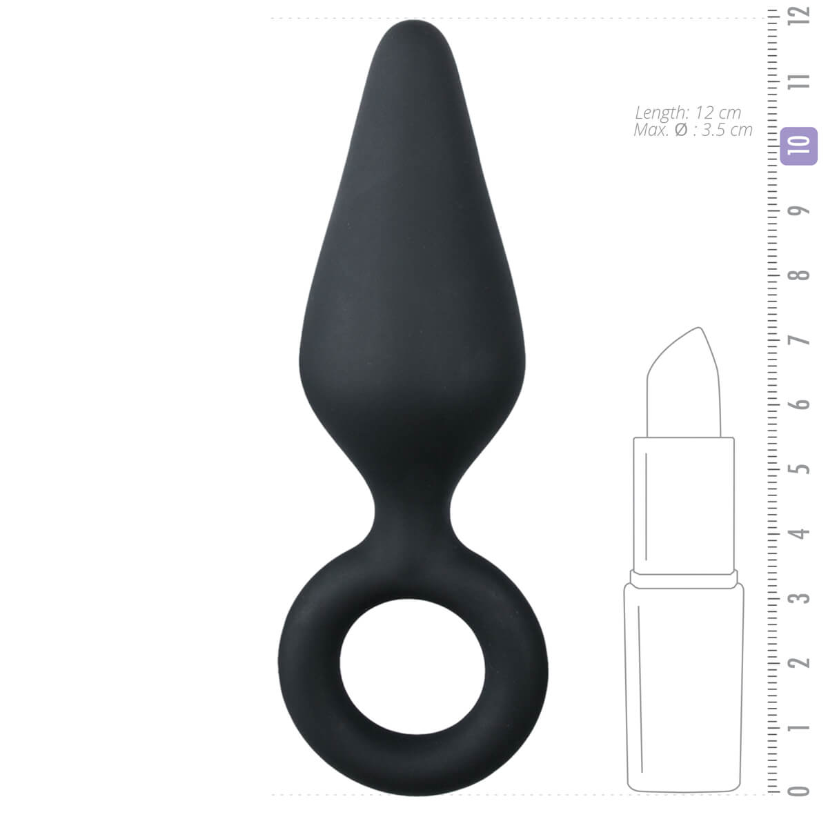 Easytoys Pointy Plug - fogógyűrűs anál dildó - közepes (fekete) Dildó, vibrátor, butt-plug kép
