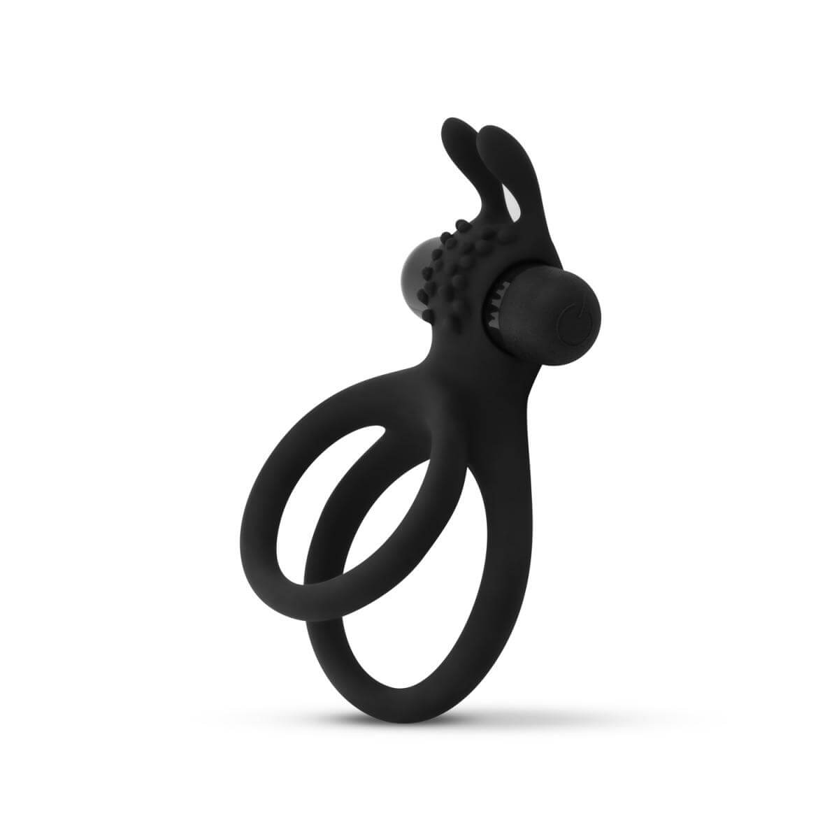 Easytoys Share Ring - vibrációs pénisz- és heregyűrű (fekete) kép