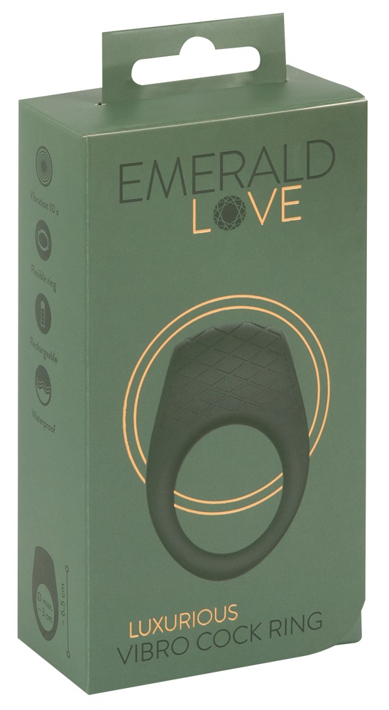 Emerald Love - akkus, vízálló vibrációs péniszgyűrű (zöld) kép