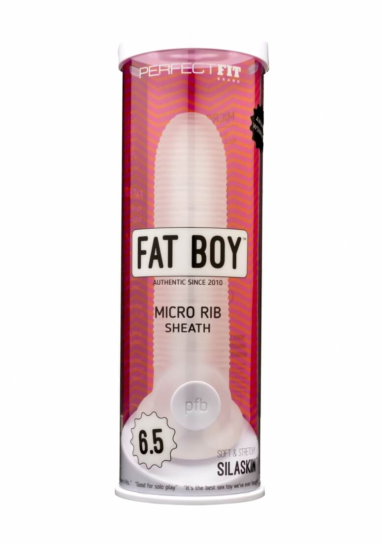 Fat Boy Micro Ribbed - péniszköpeny (17 cm) - tejfehér Péniszköpenyek, péniszhosszabbítók kép