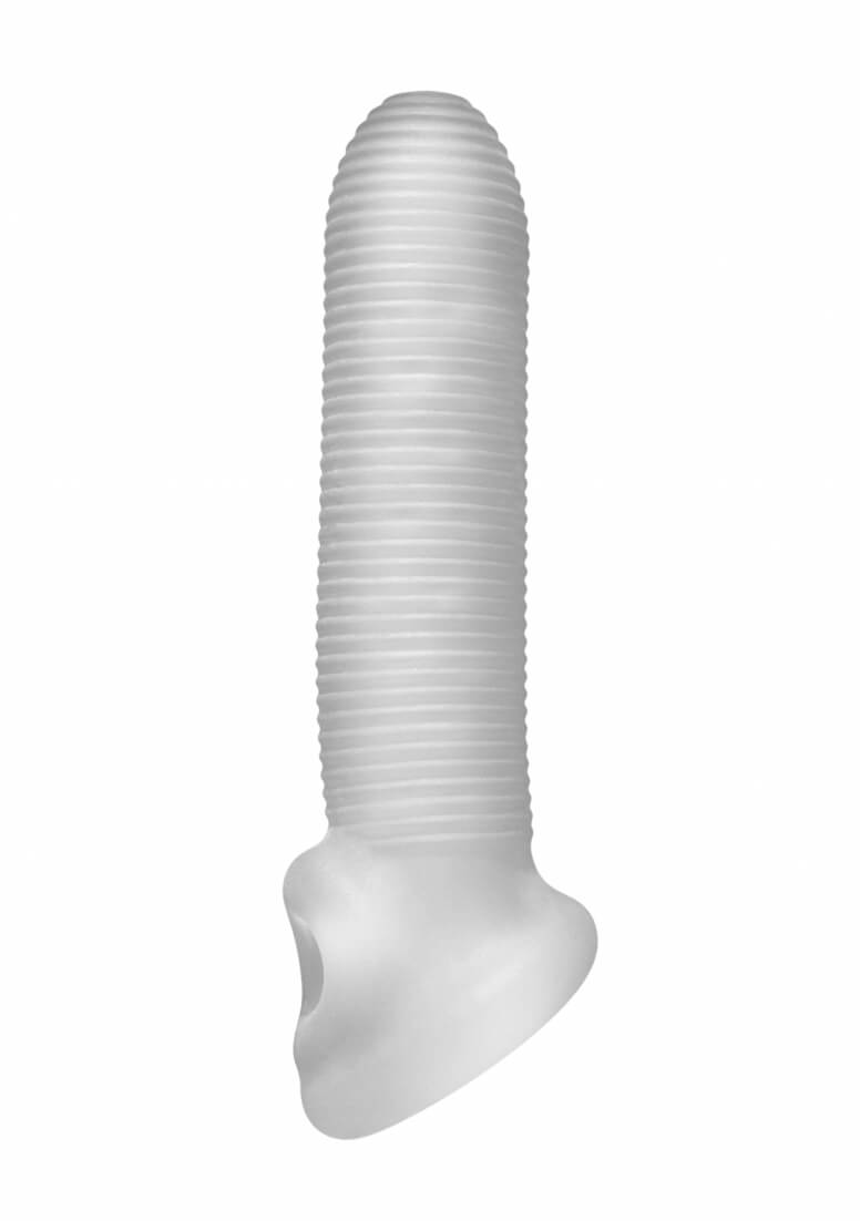 Fat Boy Micro Ribbed - péniszköpeny (17 cm) - tejfehér Péniszköpenyek, péniszhosszabbítók kép