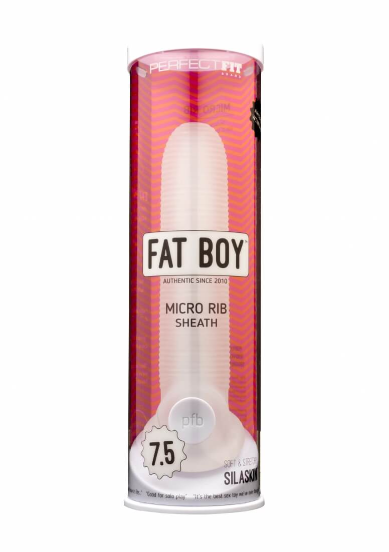 Fat Boy Micro Ribbed - péniszköpeny (19 cm) - tejfehér kép