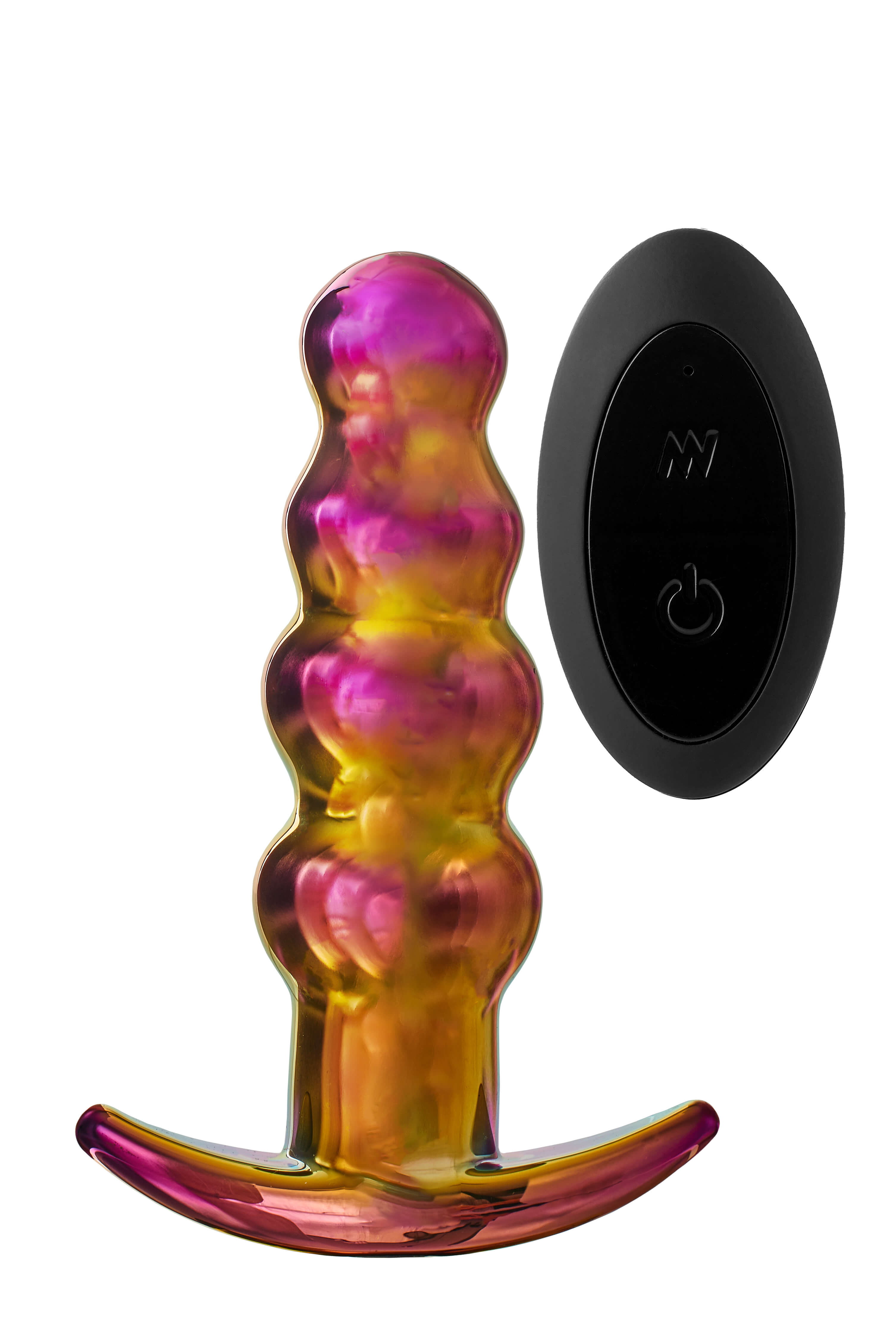 Glamour Glass - gyöngyös, rádiós, üveg anál vibrátor (színes) kép