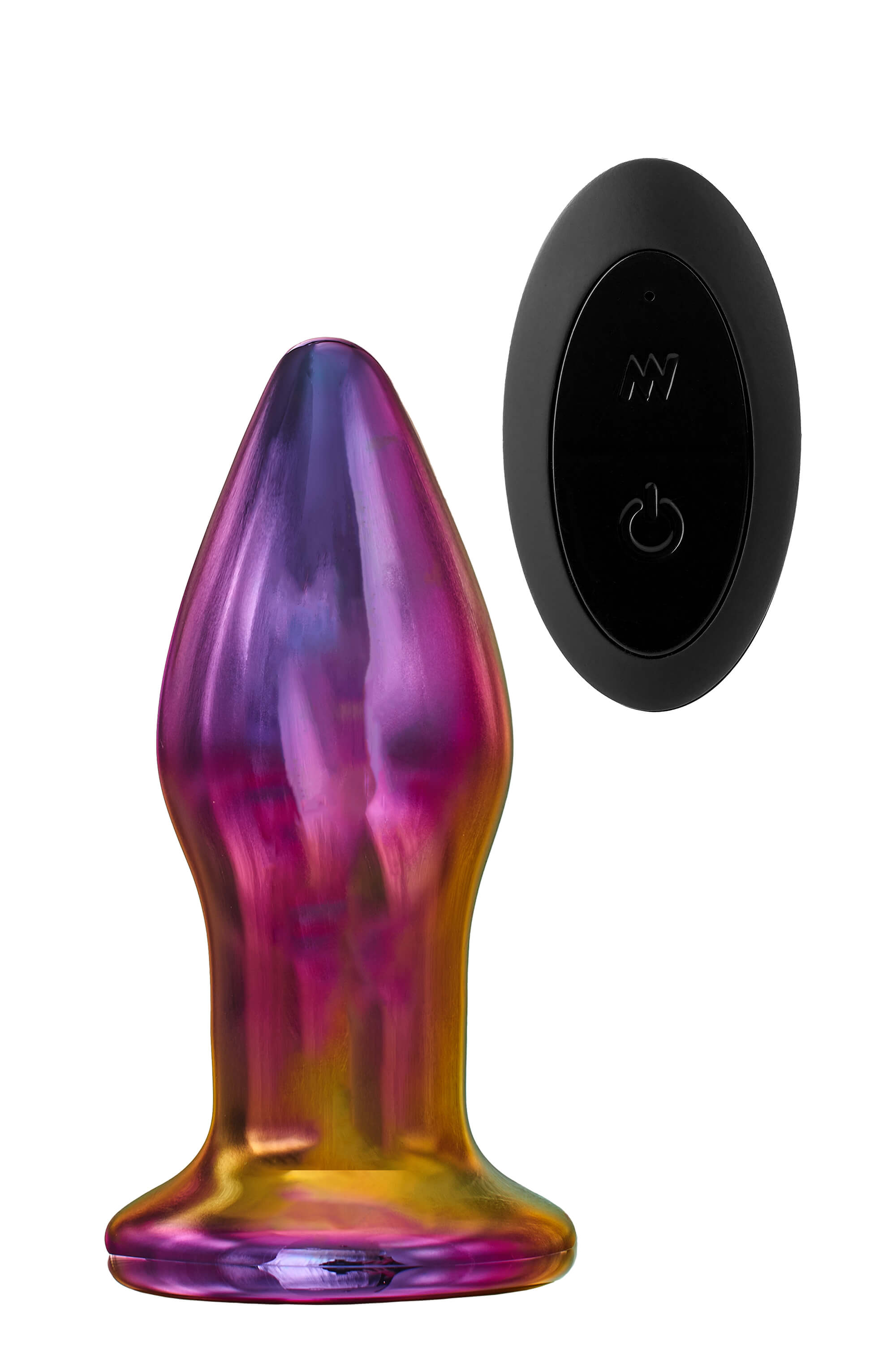 Glamour Glass - kúpos, rádiós, üveg anál vibrátor (színes) kép