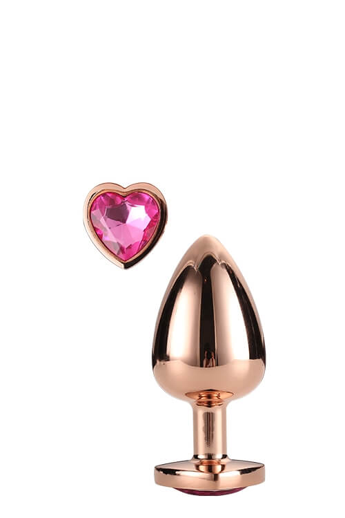 Gleaming Love - alumínium anál dildó szív alakú kővel (rózsaarany) kép