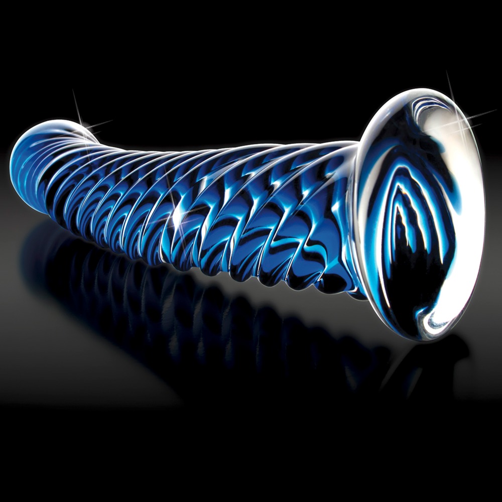 Icicles No. 29 - spirális, péniszes üveg dildó (kék) Dildók (nem rezgő) kép