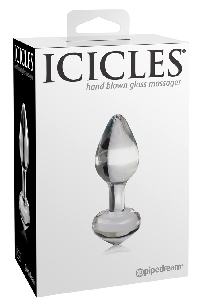 Icicles No. 44 - kúpos, üveg anál dildó (áttetsző) kép