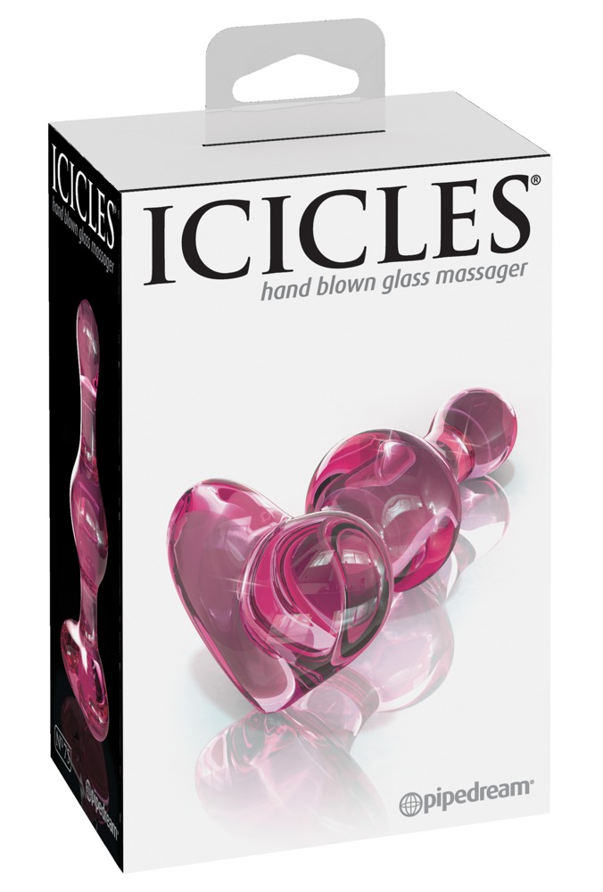 Icicles No. 75 - szíves, üveg anál dildó (pink) kép