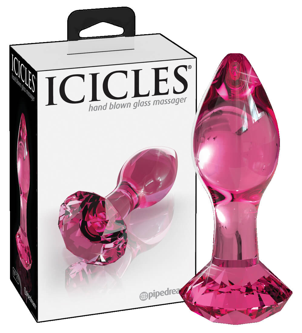Icicles - kúpos üveg anál dildó (pink) kép