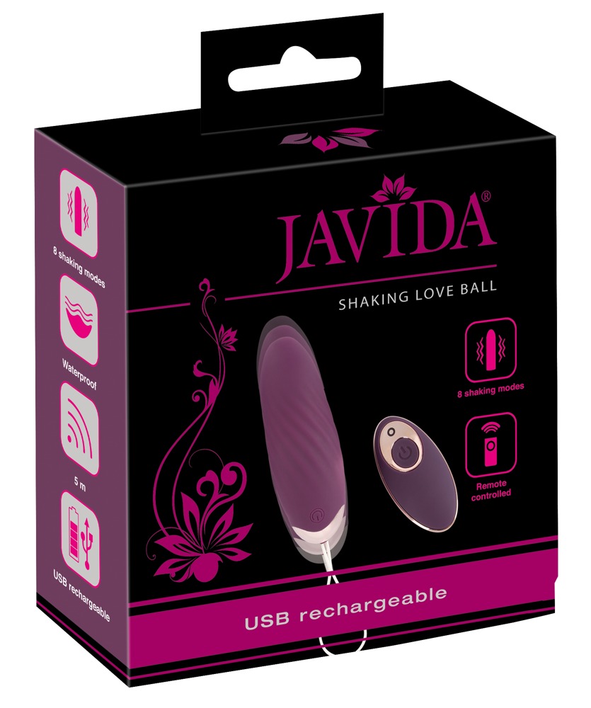 Javida Shaking Love - akkus, rádiós, lüktető vibrációs tojás (lila) Kéjgolyók, tojás vibrátorok kép