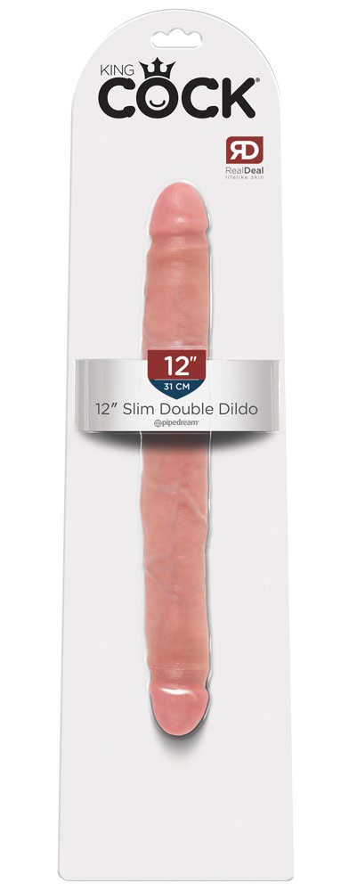 King Cock 12 Slim - élethű dupla dildó (31 cm) - natúr kép