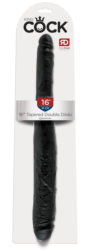 King Cock 16 Tapered - élethű dupla dildó (41 cm) - fekete kép