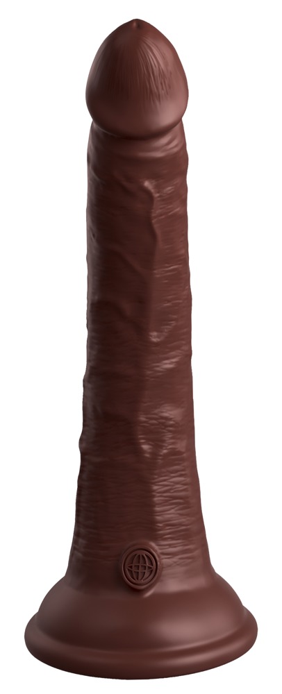King Cock Elite 7 - tapadótalpas, élethű vibrátor, távirányítóval (18 cm) - barna Vibrátorok (rezgő vibrátor) kép
