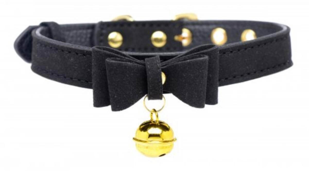 Master Series Golden Kitty - nyakörv masnival és csengettyűvel (fekete) kép