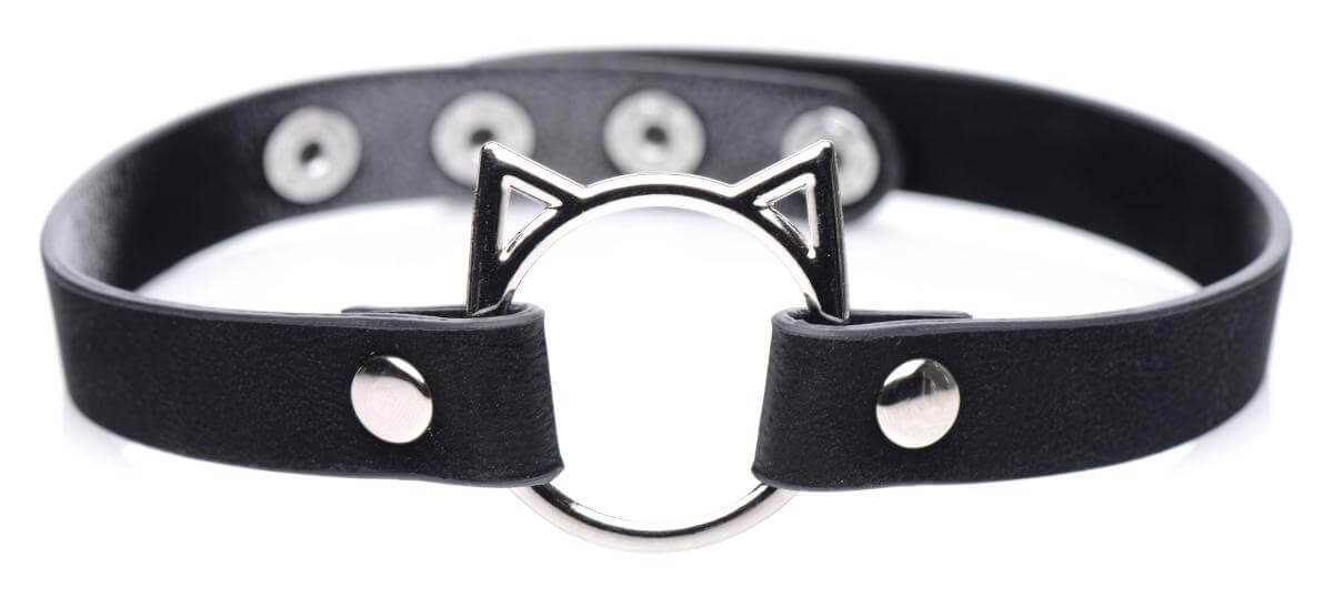 Master Series Kinky Kitty - nyakörv cica fej karikával (fekete) kép