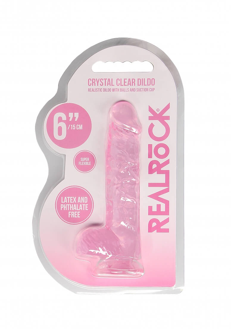 REALROCK - áttetsző élethű dildó - pink (15 cm) kép