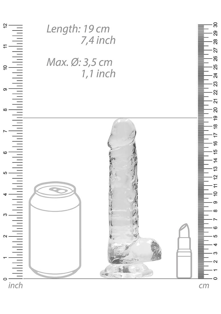 REALROCK - áttetsző élethű dildó - víztiszta (17 cm) Dildók (nem rezgő) kép