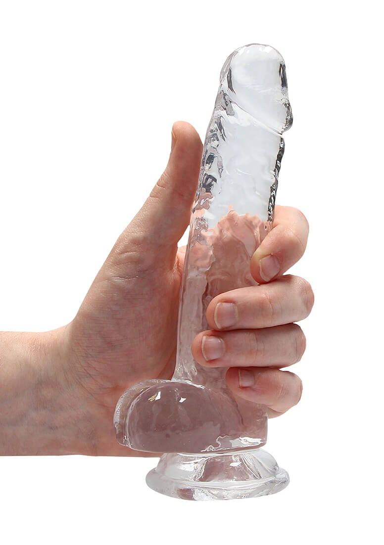 REALROCK - áttetsző élethű dildó - víztiszta (17 cm) Dildók (nem rezgő) kép