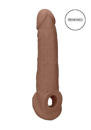 RealRock Penis Sleeve 9 - péniszköpeny (21,5 cm) - sötét natúr kép