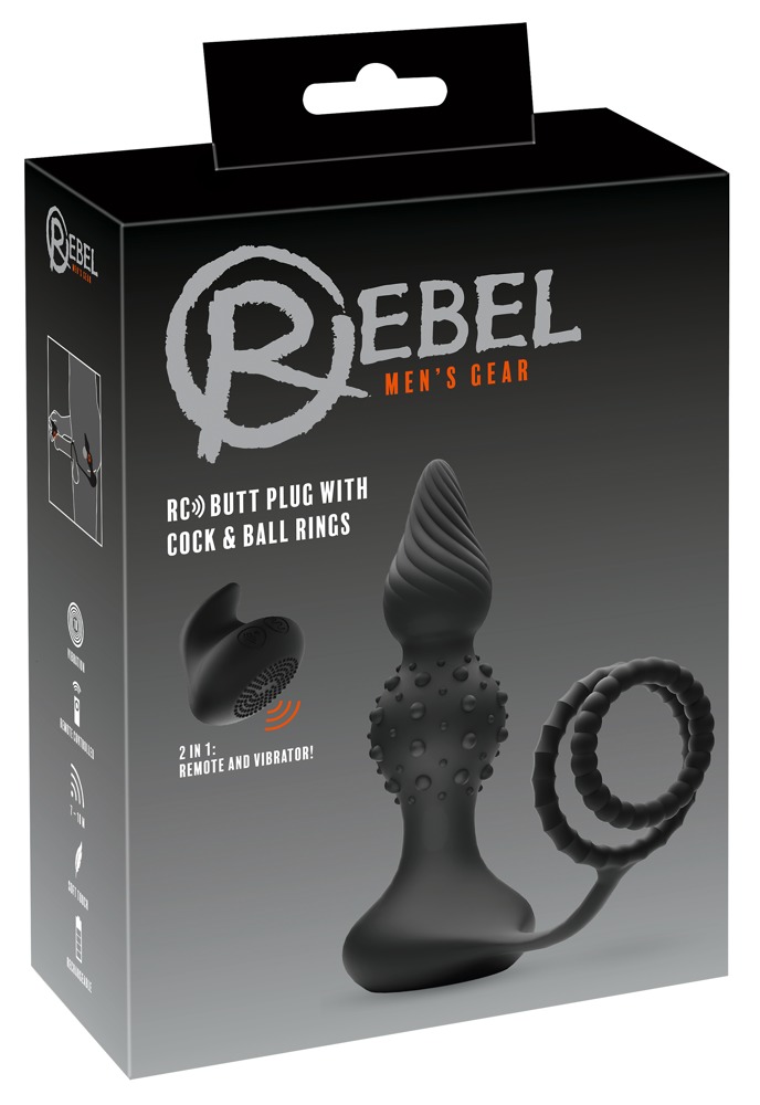 Rebel 2in1 - akkus, rádiós anál vibrátor péniszgyűrűvel (fekete) kép