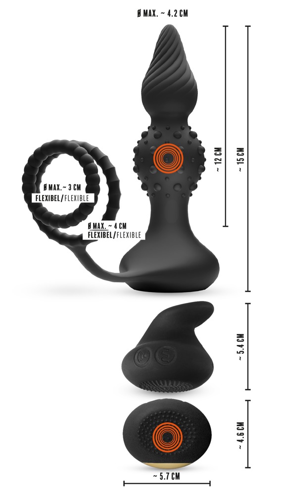 Rebel 2in1 - akkus, rádiós anál vibrátor péniszgyűrűvel (fekete) Dildó, vibrátor, butt-plug kép