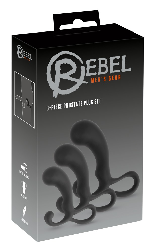 Rebel - 3 részes prosztata dildó szett (fekete) kép