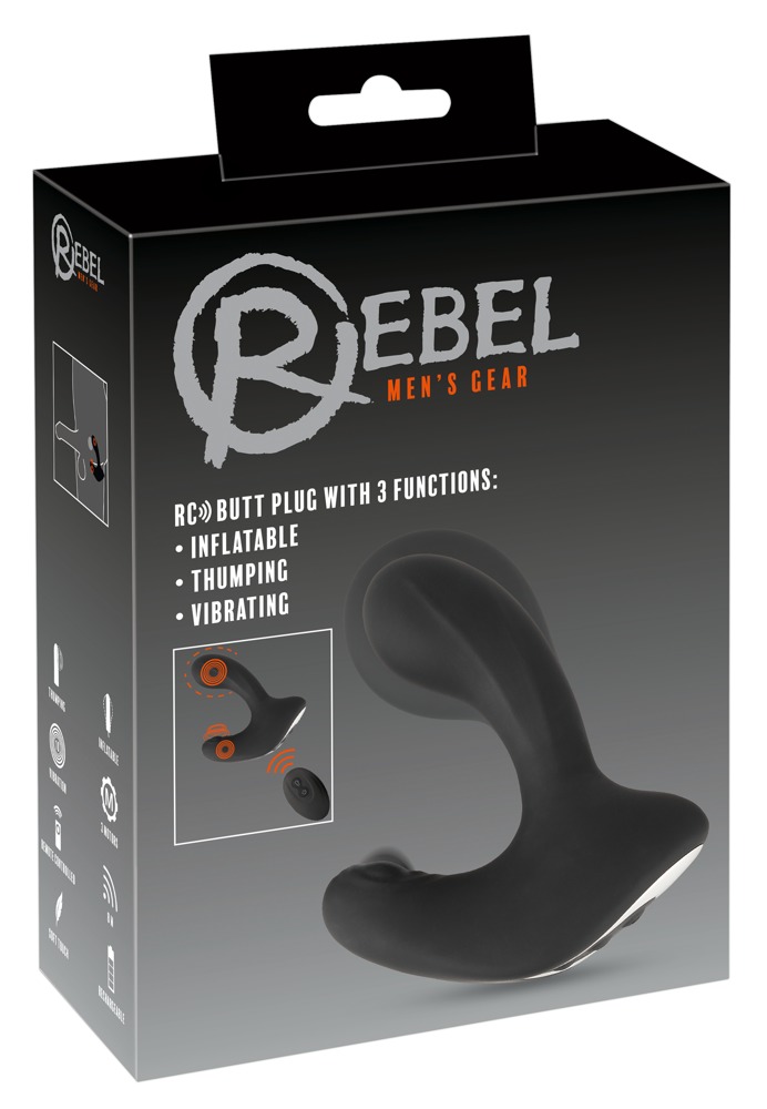 Rebel RC - akkus, rádiós pumpálható anál vibrátor (fekete) kép