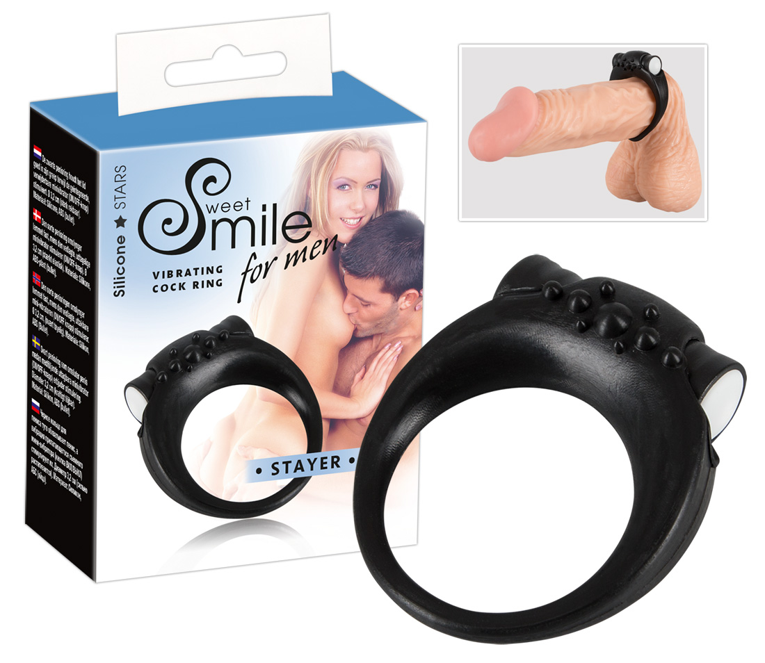 SMILE Stayer - vibrációs péniszgyűrű (fekete) kép
