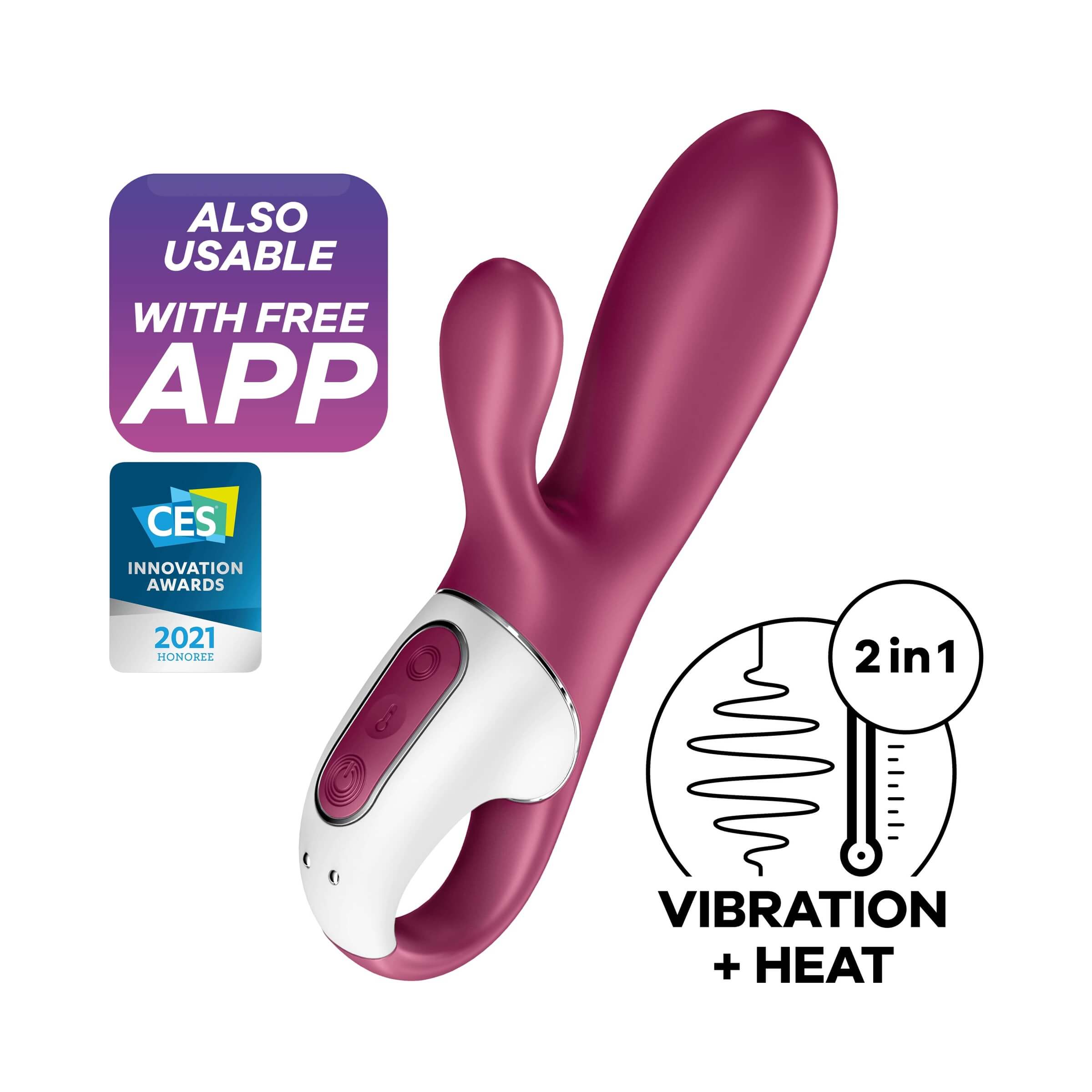 Satisfyer Hot Bunny - okos, csiklókaros melegítő vibrátor (piros) kép