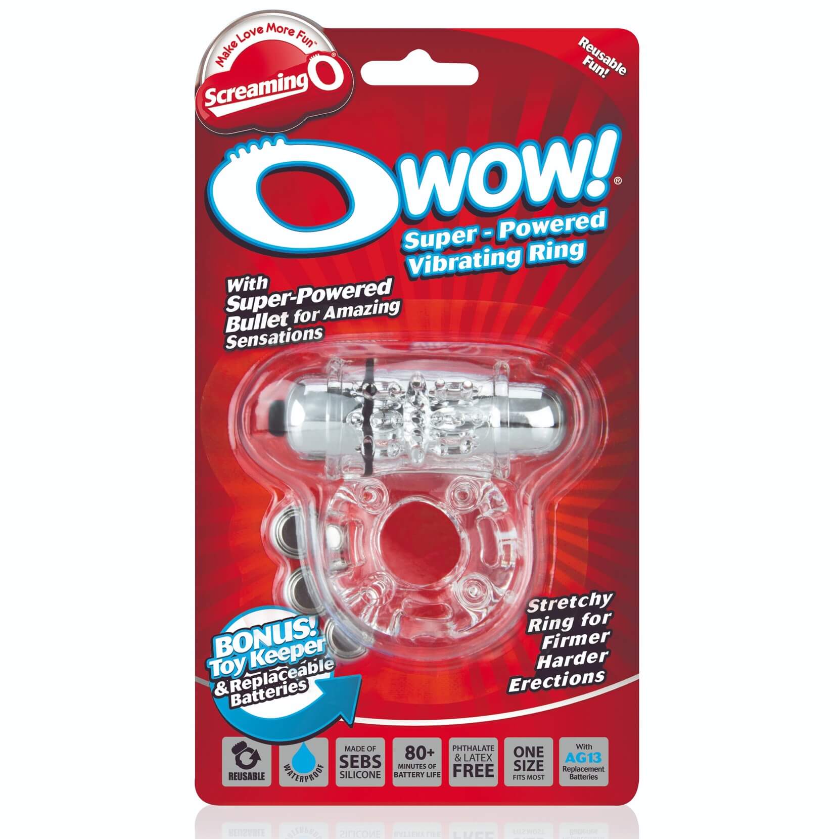 Screaming Owow - vibrációs péniszgyűrű (áttetsző) kép