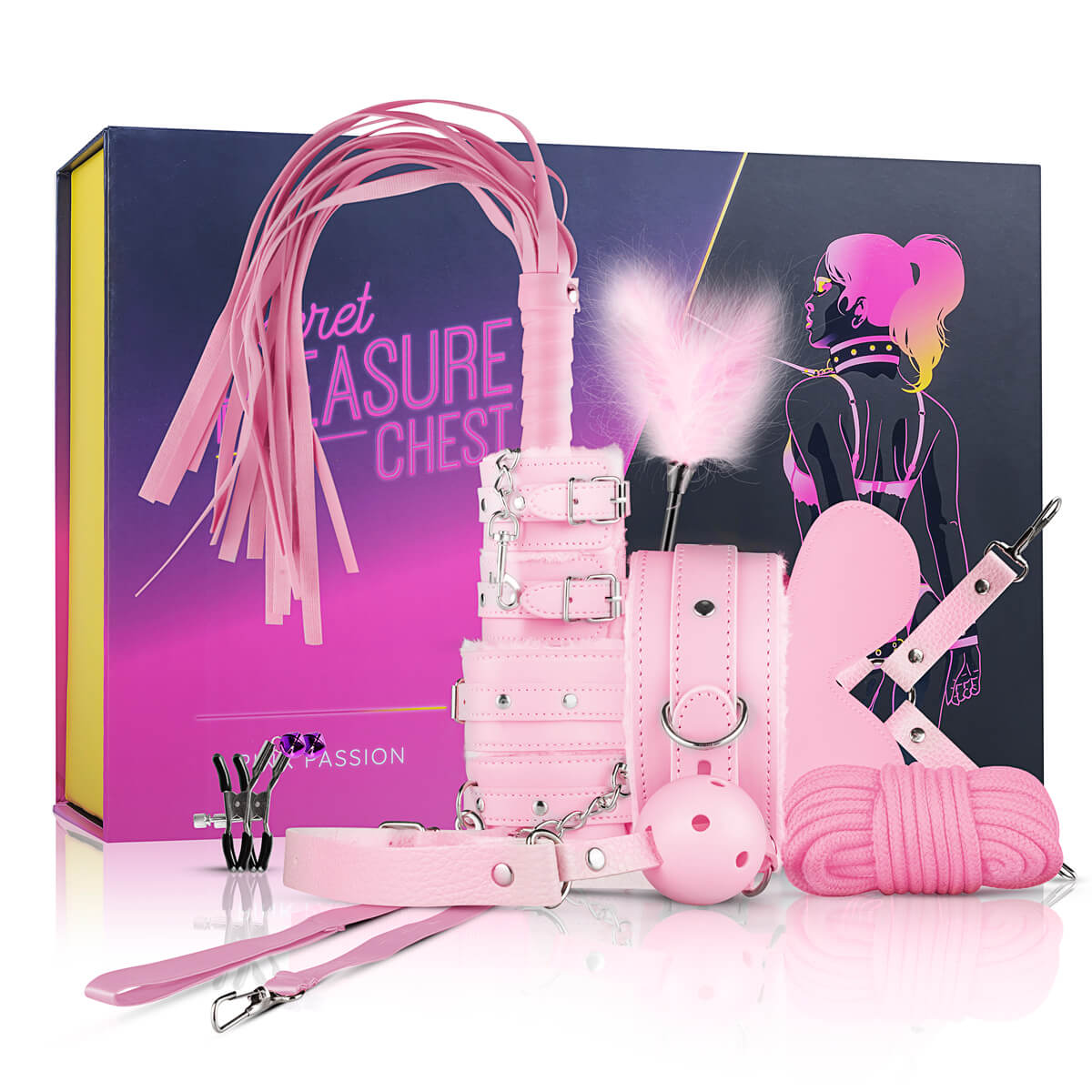 Secret Pleasure Chest - haladó BDSM készlet - 14 részes (pink) kép