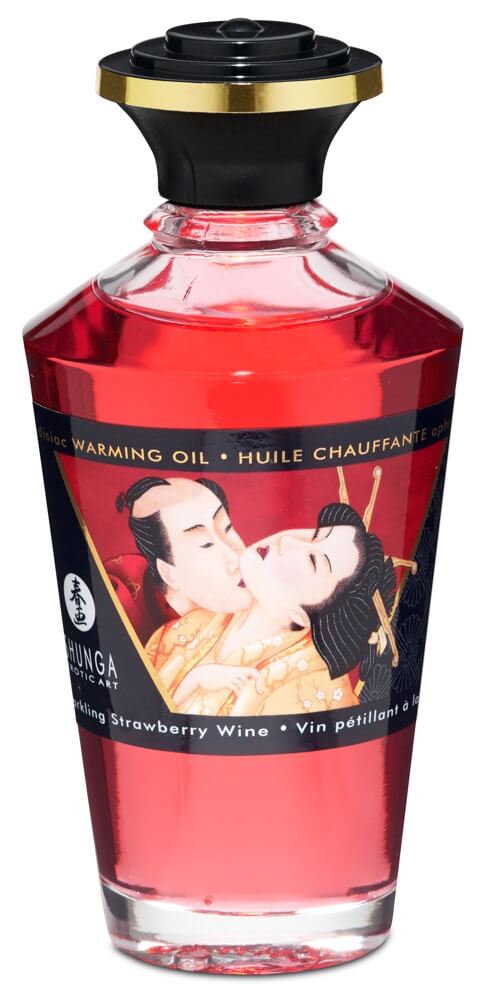 Shunga - melegítő hatású masszázsolaj - pezsgő-eper (100 ml) kép