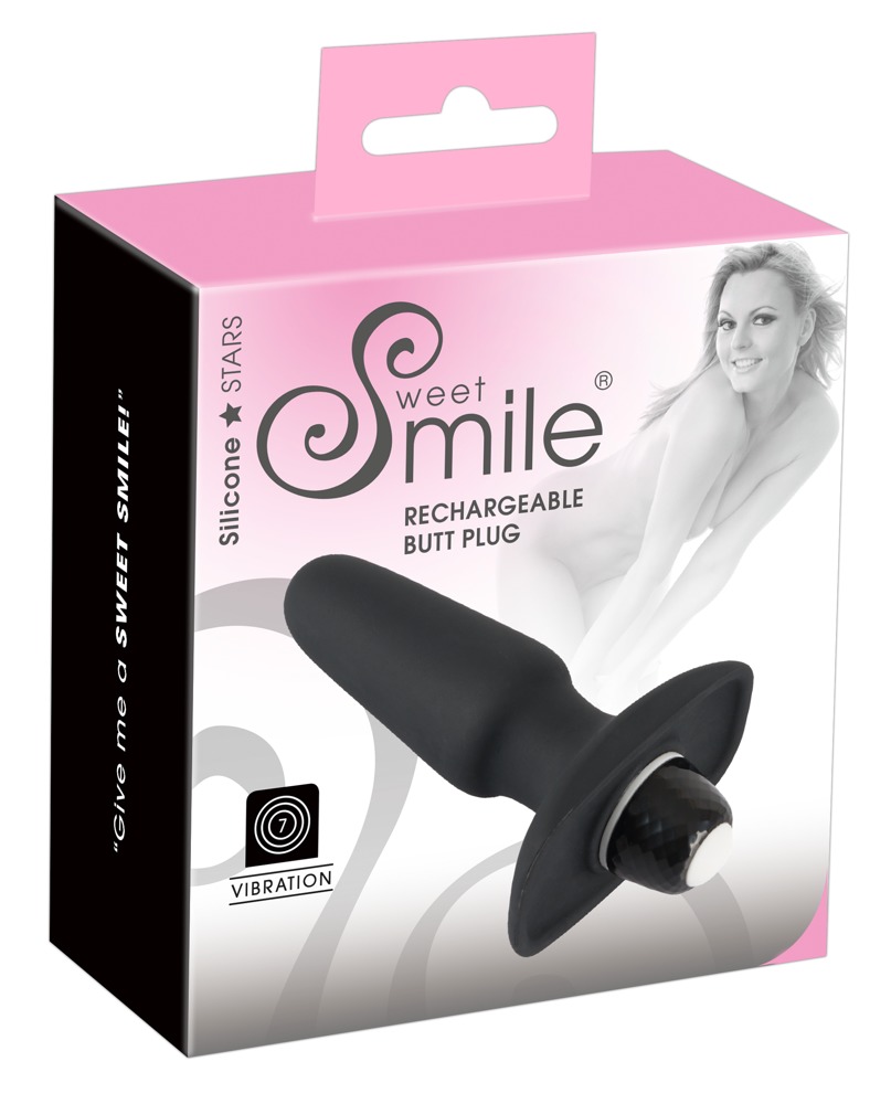 Smile Butt Plug - akkus, szilikon anál vibrátor (fekete) kép