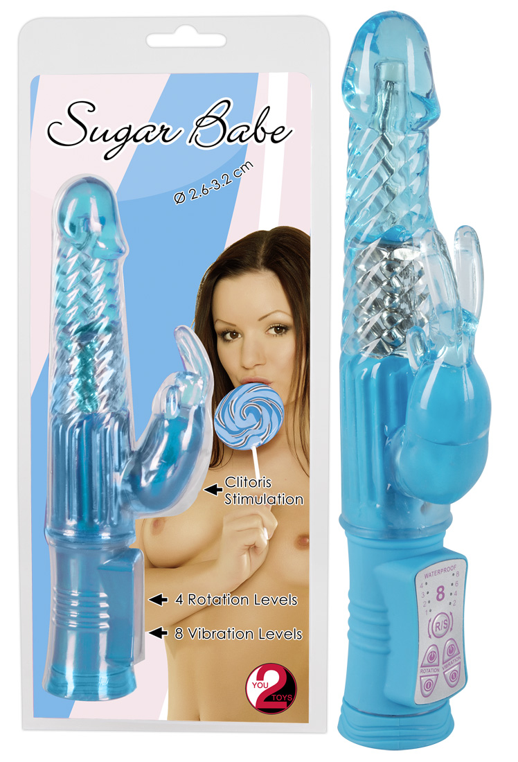 Sugar Babe - gyöngyös, nyuszis vibrátor (kék) kép