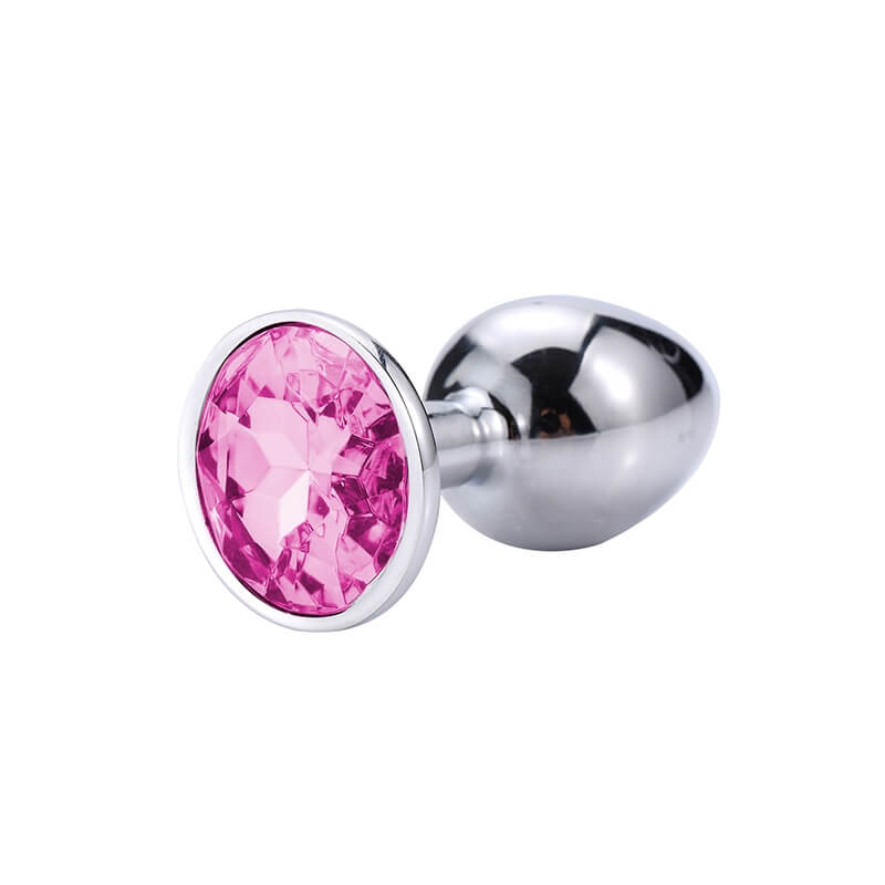 Sunfo - fém anál dildó kővel (ezüst-pink) kép