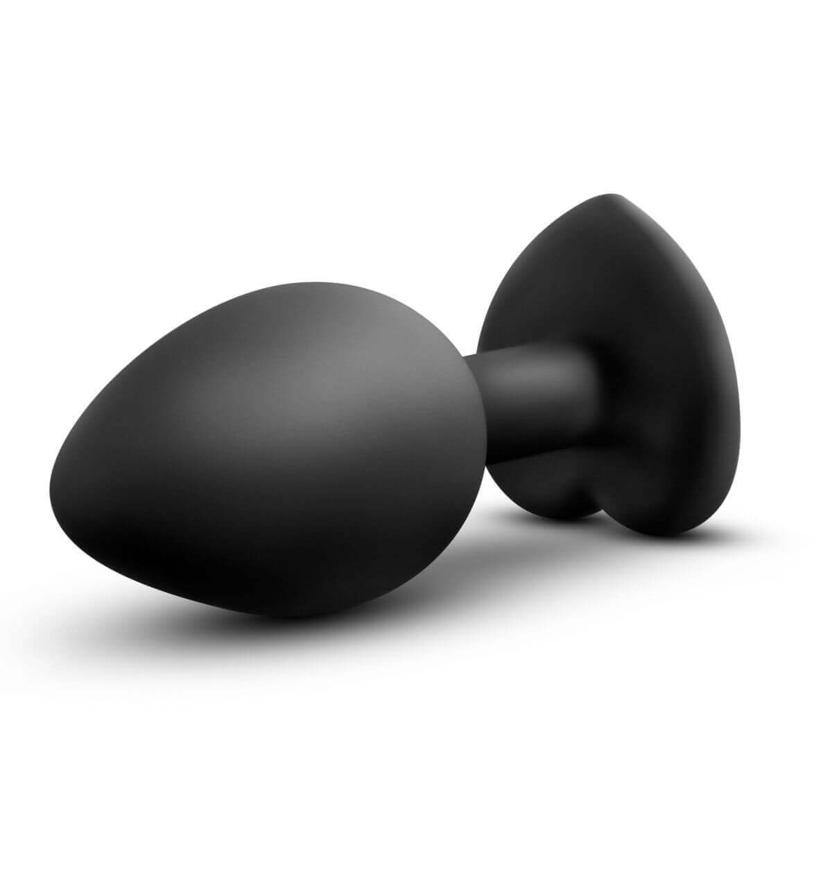 Temptasia S - ezüst köves, szíves anál dildó (fekete) - kicsi Dildó, vibrátor, butt-plug kép